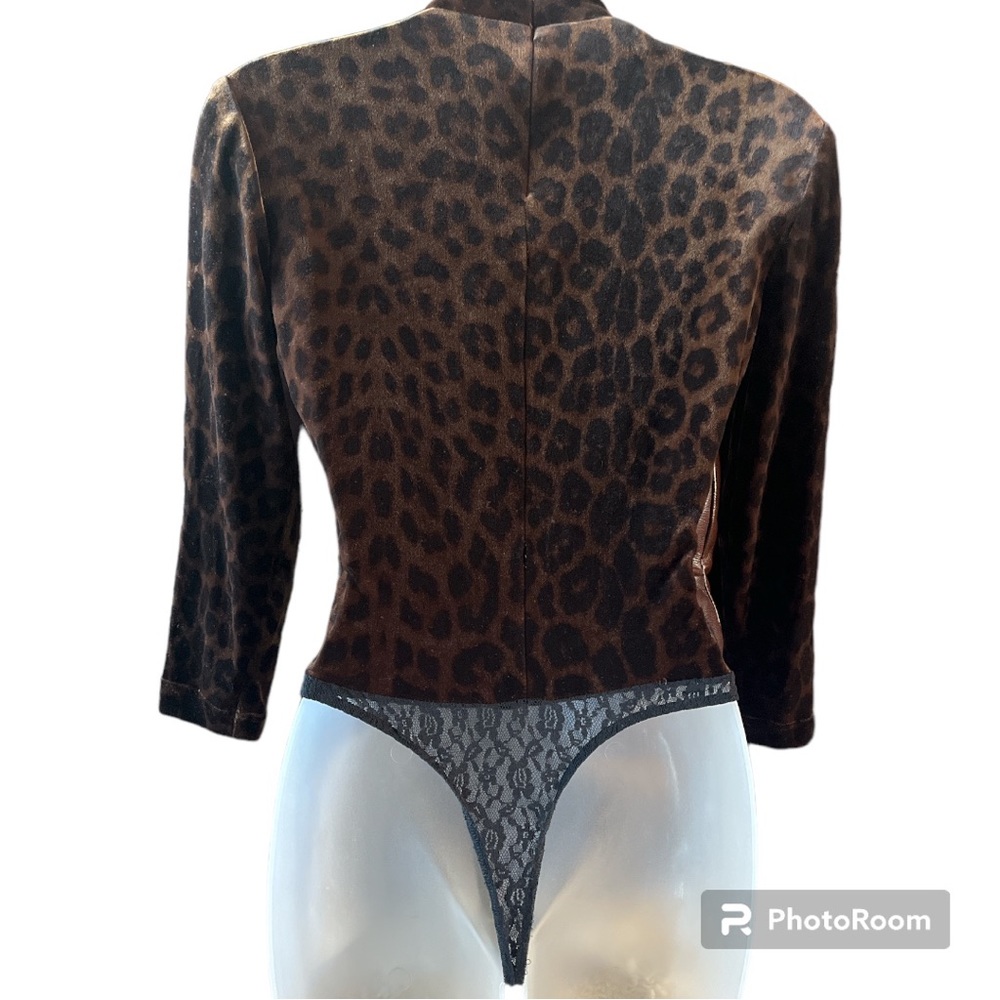 Cache Vintage Leopard Print Velvet And Lace Bodys… - image 2